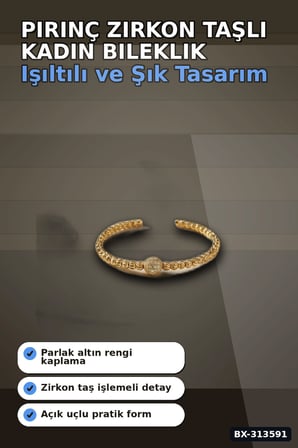 Pirinç Zirkon Taşlı Kadın Bileklik - Dorika Model Rengi Tekli Paket BX-313591