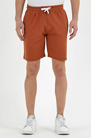 Erkek Golf Nakışlı 2 İplik Şort Taba