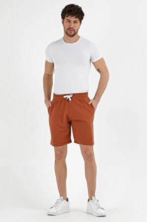 Erkek Golf Nakışlı 2 İplik Şort Taba