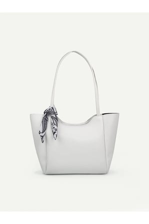 Fularlı(degişkenlik göstermektedir)Fermuarlı Shopper El Ve Omuz Çantası