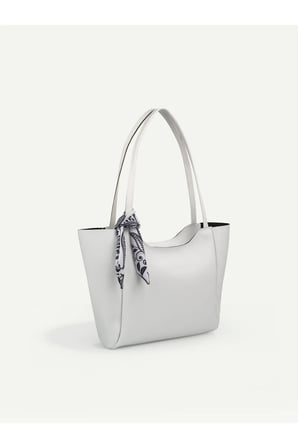 Fularlı(degişkenlik göstermektedir)Fermuarlı Shopper El Ve Omuz Çantası