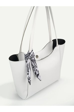 Fularlı(degişkenlik göstermektedir)Fermuarlı Shopper El Ve Omuz Çantası
