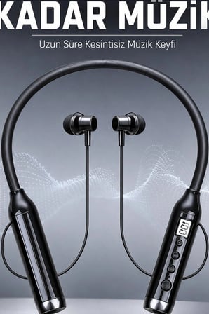 Bluetooth V4.0 Boyun Kulaklık 600 Saat Bekleme Dijital Göstergeli Çift Cihaz Bağlantılı BX-313557