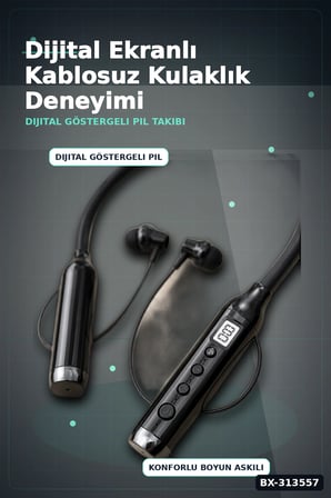 Bluetooth V4.0 Boyun Kulaklık 600 Saat Bekleme Dijital Göstergeli Çift Cihaz Bağlantılı BX-313557