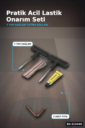 6 Parçalı Patlak Lastik Tamir Kiti Araba Motosiklet Bisiklet Onarım Seti BX-313440