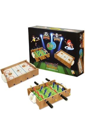 Matrax Oyuncak Ahşap Hokey Ve Masa Maçı Oyunu 30X40Cm (2 Si 1 Arada) 412