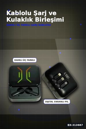 Bluetooth 5.2 Oyun Kulaklığı Dahili Powerbank Kablolu Ve Kablosuz Düşük Gecikme 1 Adet BX-313687
