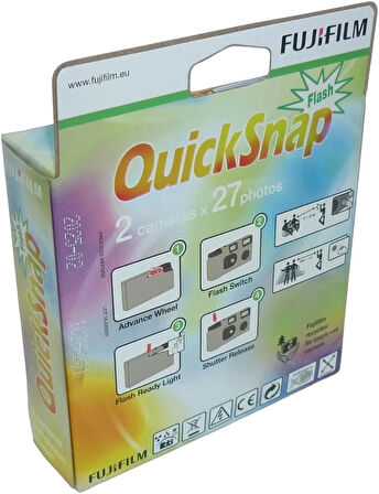 Fujifilm Quicksnap 27 Pozluk Çek At Flaşlı Analog Fotoğraf Makinesi Çiftli ( 27 Foto x2)