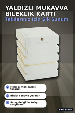 Yaldızlı Kalın Mukavva Bileklik Kartı 100 Adet 10x12 Cm Takı Düzenleyici BX-313746
