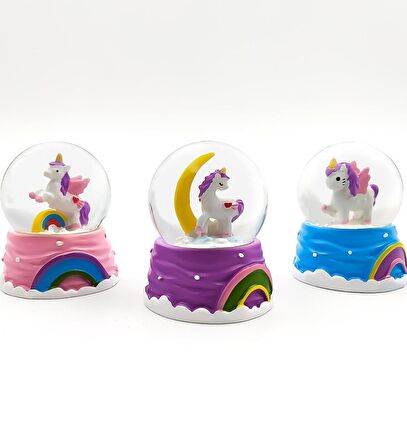 Unicorn Mini Kar Küresi & Kar Tanesi Kolye Hediye Seti