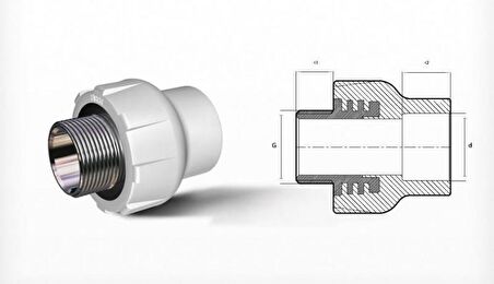 Ege Yıldız PPRC 50X1 1/2 Erkek Adaptör Gri