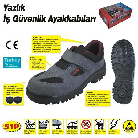 414 YAZLIK S1 45 No Çelik Burunlu Ayakkabı