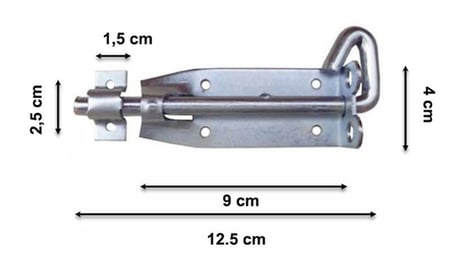 S'82 Kilitli Sürgü No 1 Kapı Kilidi Metalik 2.5 cm 9 cm