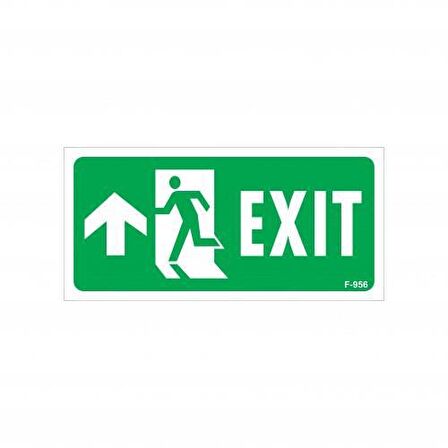 Exit Yukarı Sol Ok İşaretli Uyarı Levhası 17,5x25 KOD:956