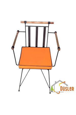 40x40 Turuncu Su ve Leke İtici Fermuarlı Bağcıklı Siyah Biyeli Sandalye Minderi 5 cm