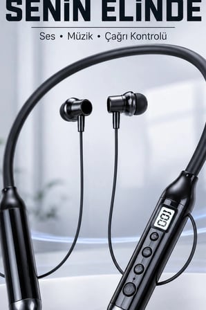 Boyun Bantlı 600 Saat Müzik Süreli Bluetooth V4.0 Kulaklık - Mikrofonlu Ses Kontrollü BX-313556