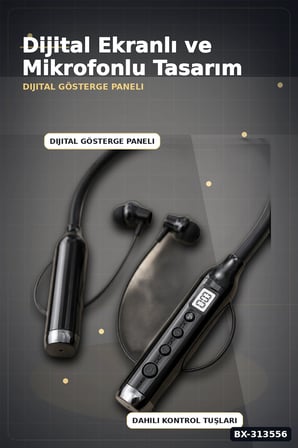 Boyun Bantlı 600 Saat Müzik Süreli Bluetooth V4.0 Kulaklık - Mikrofonlu Ses Kontrollü BX-313556