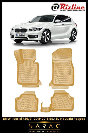 Rizline BMW 1 Serisi F20/21 2017 Model BEJ 3D Havuzlu Paspas