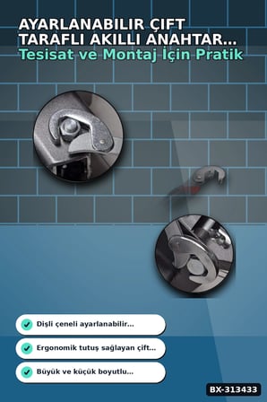 8-32mm Ayarlanabilir Çift Taraflı Akıllı Anahtar Seti - 2 Parça Kombine El Aleti BX-313433