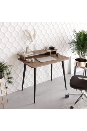 Mobilya Gezegeni Bellini Çalışma Masası - Ceviz / Ahşap Ayak - 90 cm