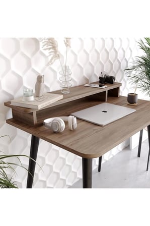 Mobilya Gezegeni Bellini Çalışma Masası - Ceviz / Ahşap Ayak - 90 cm