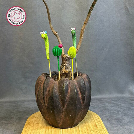 Uretti - Pınar 2572 8813 El Yapımı 4'lü Sevimli Saksı Süsü