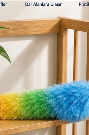 Yumuşak Lifli Peluş Toz Alma Fırçası - Renkli Püsküllü 1 Adet Ev Temizlik Aparatı BX-313585