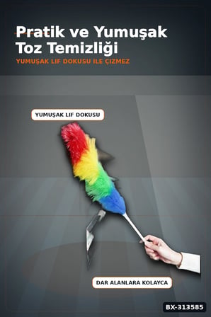 Yumuşak Lifli Peluş Toz Alma Fırçası - Renkli Püsküllü 1 Adet Ev Temizlik Aparatı BX-313585