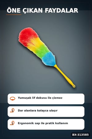 Yumuşak Lifli Peluş Toz Alma Fırçası - Renkli Püsküllü 1 Adet Ev Temizlik Aparatı BX-313585