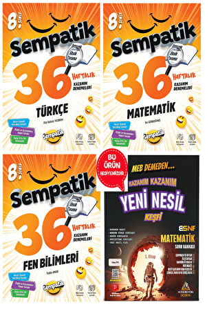 8.Sınıf Sempatik Türkçe - Matematik -Fen Bilimleri 36 Haftalık Kazanım Denemeleri 2025-2026