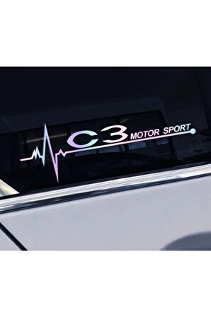 C3 Yan Cam Sticker Oto Kapı 20 Cm X 7 Cm Hologram c21