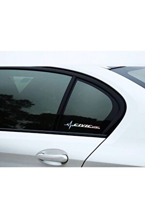 Civic Yan Cam Sticker Oto Kapı 20 Cm X 7 Cm Hologram c44