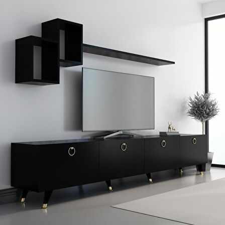  MOBİLYA GEZEGENİ MEER GOLD TV ÜNİTESİ 210 CM SİYAH