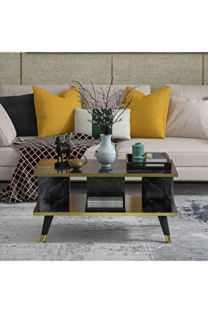 Galipol Orta Sehpa 80 Cm - Bendır Mermer - Altın