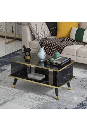 Galipol Orta Sehpa 80 Cm - Bendır Mermer - Altın