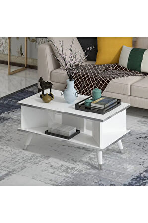 Galipol Orta Sehpa 80 Cm Beyaz - Gümüş Renk