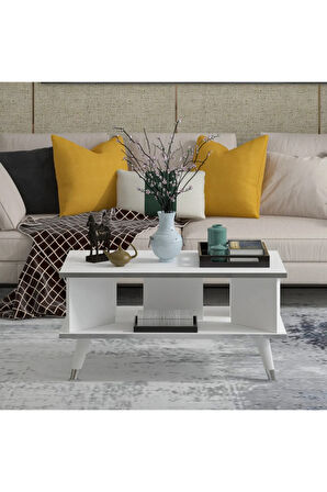 Galipol Orta Sehpa 80 Cm Beyaz - Gümüş Renk