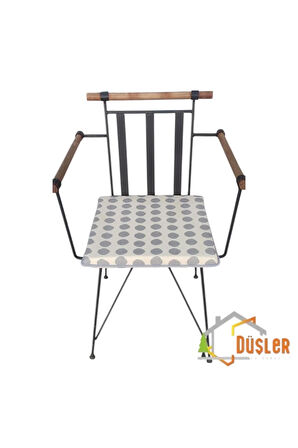 40x40 Gri Puantiyeli Krem Su ve Leke İtici Fermuarlı Bağcıklı Gri Biyeli Sandalye Minderi 4 cm