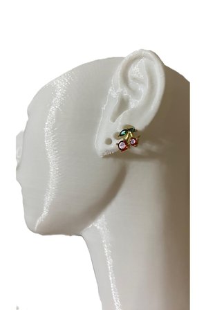 KİRAZ FİGÜRLÜ MİNİMAL TRAGUS KIKIRDAK PEARCING KÜPE ZİRKON TAŞLI GOLD ÇELİK