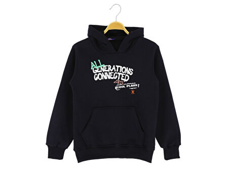 ATABAY 30709.2 9/12 YAŞ ERKEK SWEAT KAPŞONLU GENERATIONS BASKILI 3 İP Şardonlu