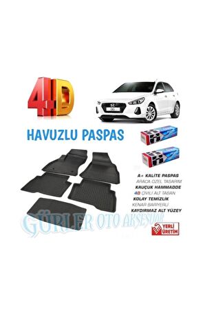 Hyundai I30 2012 Sonrası Paspas 4d Havzulu Kauçuk Araca Özel Kesim A Kalite