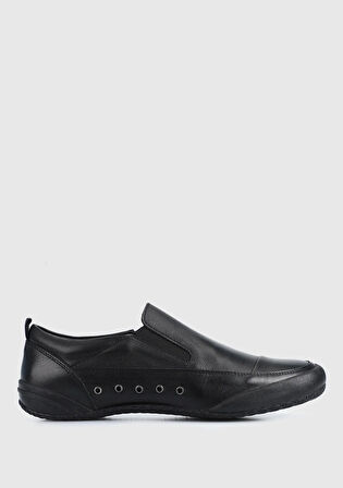 Siyah Deri Erkek Slip-On