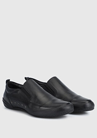 Siyah Deri Erkek Slip-On