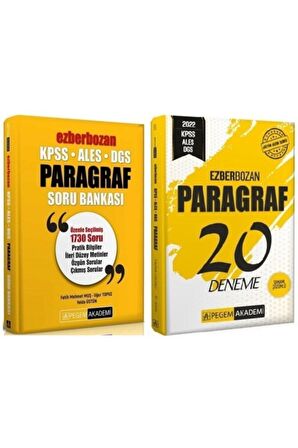 Pegem Kpss Ales Dgs Paragraf Ezberbozan Soru + 20 Deneme 2 Li Set Yayınları