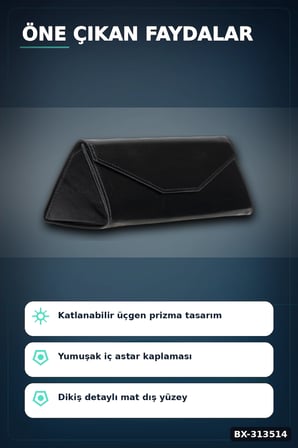 El Işi Hakiki Deri Siyah Gözlük Kılıfı 15.5x6 Cm Erkek Kadın Hediyelik BX-313514