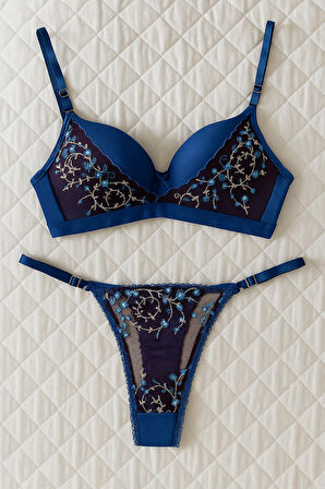 Sütyen Külot Takım C Cup Dolgusuz Destekli Dantel Brode Ayarlanır Askılı İç Çamaşır Takımı