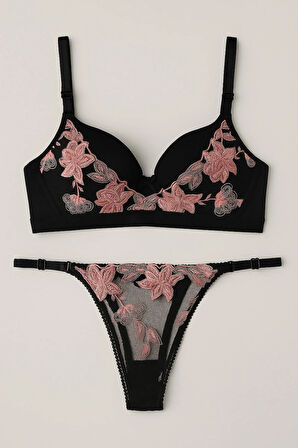 Sütyen Külot Takım C Cup Dolgusuz Destekli Dantel Brode Ayarlanır Askılı İç Çamaşır Takımı