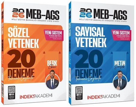 YENİ AGS - İndeks Akademi 2026 MEB-AGS Sözel + Sayısal Yetenek 20+20 Deneme 2 li Set - Berk Ekici, Metin Şimşek İndeks Akademi Yayıncılık