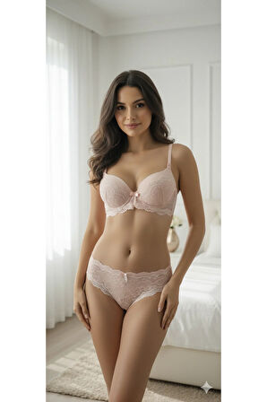 Dolgusuz Toparlayıcı Sütyen Külot Dantelli İç Çamaşırı Takımı