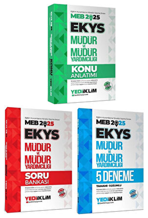 Yediiklim 2025 MEB EKYS Müdür ve Yardımcılığı Konu + Soru Bankası + 5 Deneme 3 lü Set Yediiklim